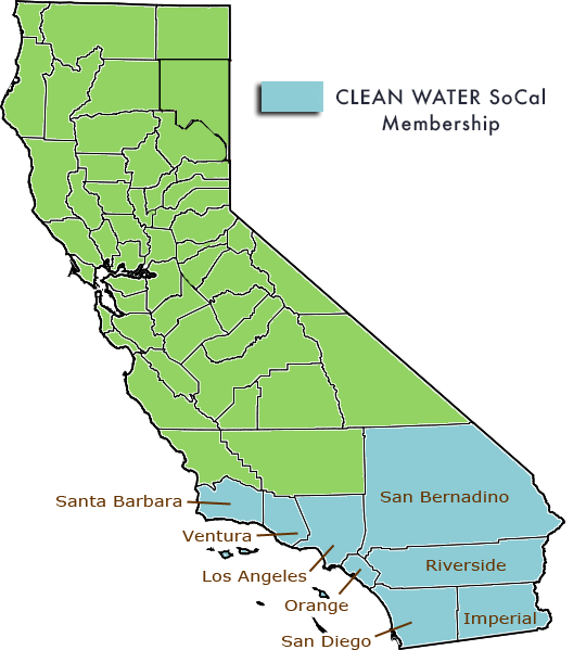 California map indicating Clean Water SoCal membership.